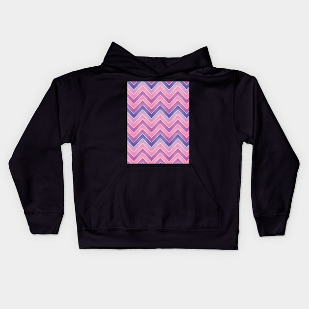 Plum Purple Pink Mauve Chevron Herringbone Print Pattern White Midnight Blue Glittery Kids Hoodie by Shayna